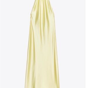 Zara Satin Yellow Halter Dress